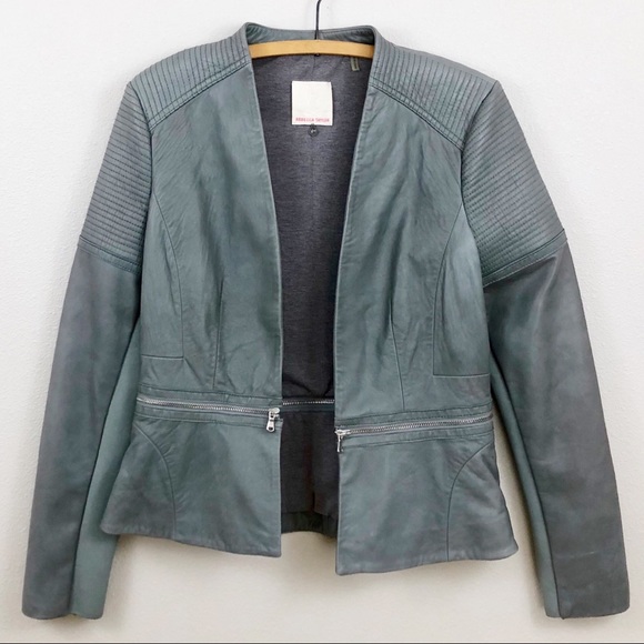 Rebecca Taylor Jackets & Blazers - Rebecca Taylor Sage Green Leather Moto Jacket